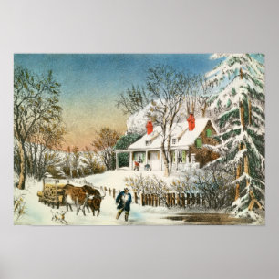 Komma med hem loggar, vintern landskap poster