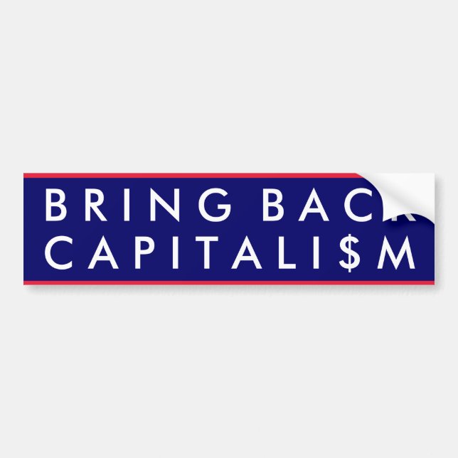 Komma med tillbaka kapitalism bildekal (Framsidan)