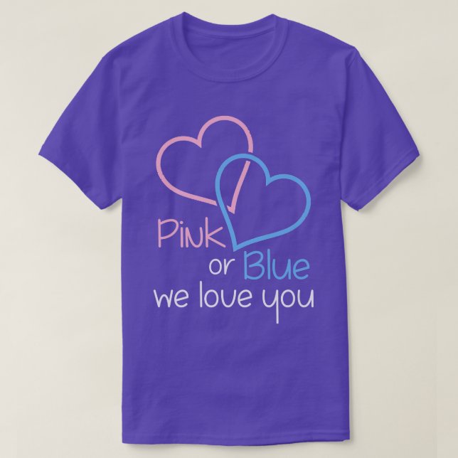 Kommande Gender Reveal Gravid Party Rosa eller Blu T Shirt (Design framsida)