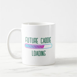 Kommande Golfpappa avslöjar framtida caddie laddar Kaffemugg
