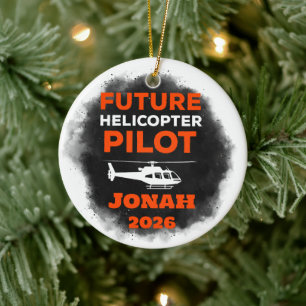 Kommande helikopterpilot examen julgransprydnad keramik