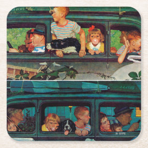 Kommande och gå vid Norman Rockwell Underlägg Papper Kvadrat