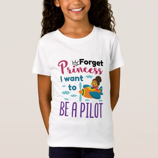 Kommande pilot glömmer Princess jag vill bli pilot T Shirt (Framsida)