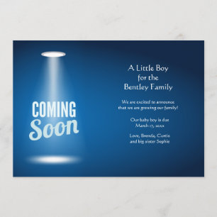 Kommande snart pojkegravidmeddelande meddelande