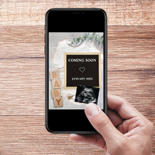 Kommande snart Sonogram Photo Gravid-meddelande Inbjudningar