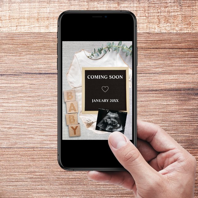 Kommande snart Sonogram Photo Gravid-meddelande Inbjudningar (coming soon photo pregnancy announcement digital pregnancy reveal sonogram ultrasound photo)