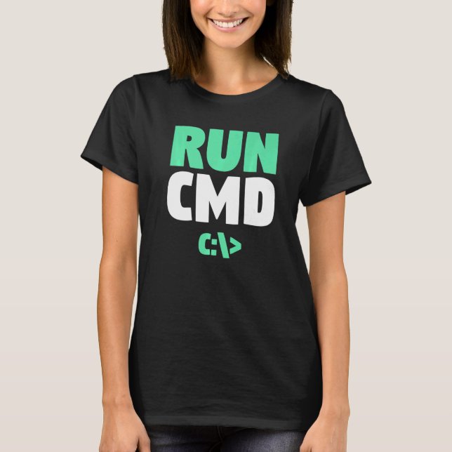 Kommandotolk för datorprogrammerare Springa CMD T Shirt (Framsida)