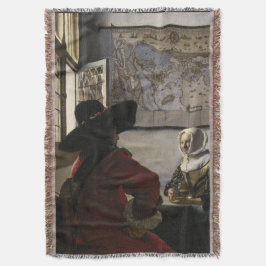 Kommendera och skratta flickan av Johannes Vermeer Filt