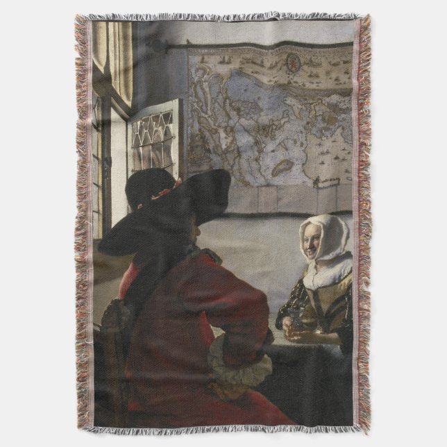 Kommendera och skratta flickan av Johannes Vermeer Filt (Framsidan Vertikal)