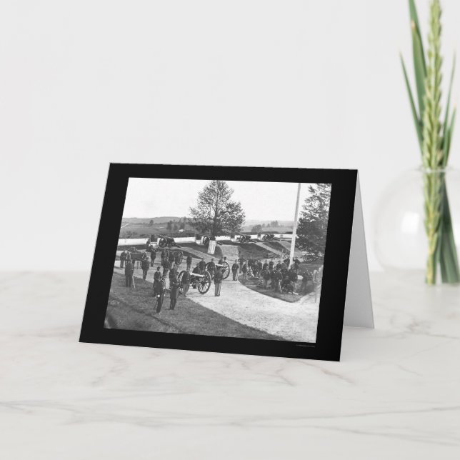 Kommenderar och manar i fort Stevens, DC 1865 Kort (Framsida)