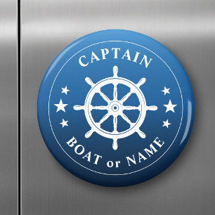 Kommendör din Fraktas i Boat Namn Hjul Helm Blå  Magnet