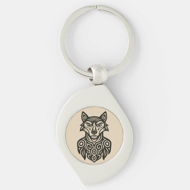 Kommendör Furry Swirl Silverfärgad Nyckelring (Framsidan)