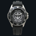 Kommendör och havs i sjön eller Namn i Svarta have Armbandsur<br><div class="desc">En nautiska havsankare med kapten Rank eller annan titel och Ditt namn eller Boat Namn på Snyggten Silver och Black Watch. Pocket Watch i personligen kommer inte bara att vara tid utan är också en roligt-konversation i biet. Perfekt för Fars dag men ger också en underbar gåva till alla tillfälle....</div>