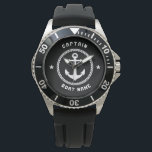 Kommendör och havs i sjön eller Namn i Svarta have Armbandsur<br><div class="desc">En nautiska havsankare med kapten Rank eller annan titel och Ditt namn eller Boat Namn på Snyggten Silver och Black Watch. Pocket Watch i personligen kommer inte bara att vara tid utan är också en roligt-konversation i biet. Perfekt för Fars dag men ger också en underbar gåva till alla tillfälle....</div>