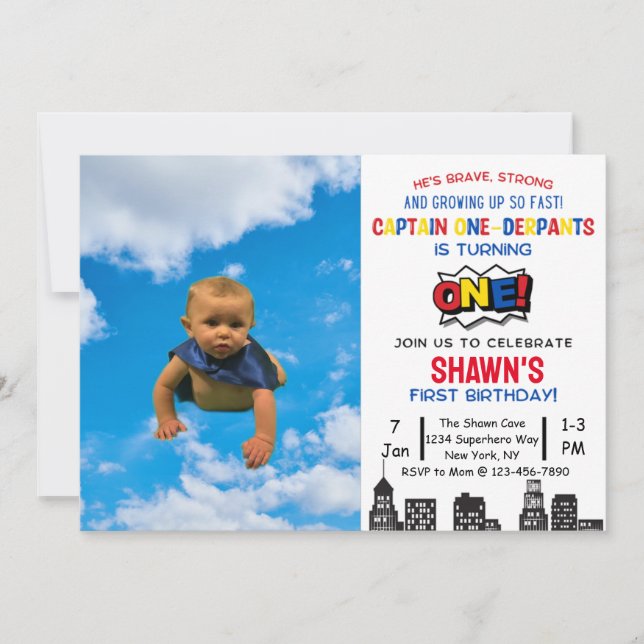 Kommendör One-dersie First Birthday-inbjudan Inbjudningar (Framsida)