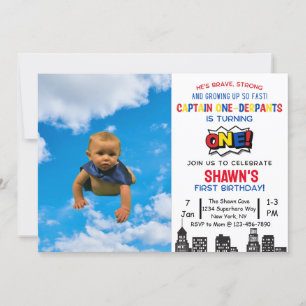 Kommendör One-dersie First Birthday-inbjudan Inbjudningar