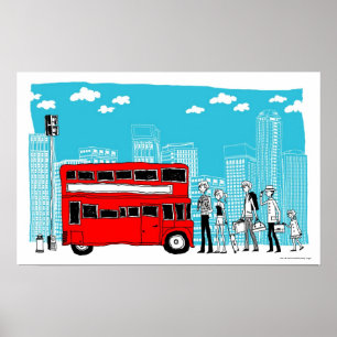 Kommendörer som väntar på stoppet i buss poster