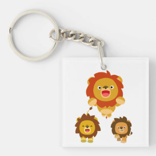 "Kommer!" 3 Cute Tecknad Lejon akrylnyckelkedja!