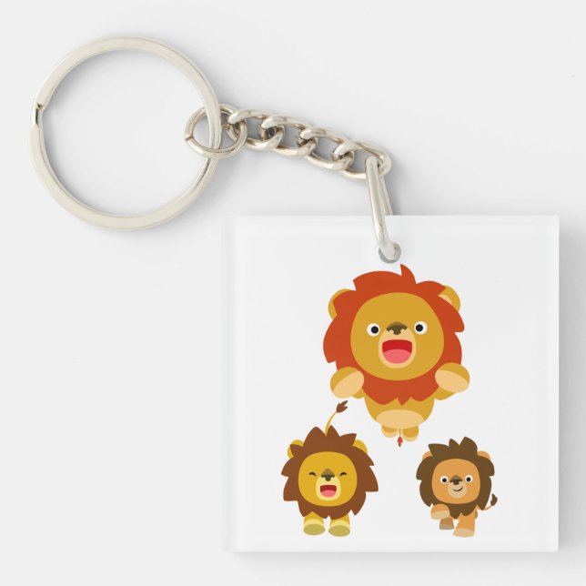 "Kommer!" 3 Cute Tecknad Lejon akrylnyckelkedja! (Framsidan)