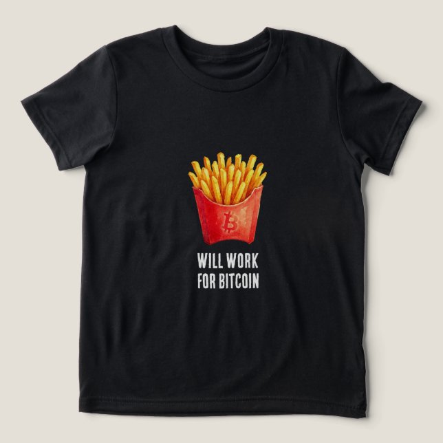Kommer Arbeta För Bitcoin (Svart) T Shirt (Design Framsida)
