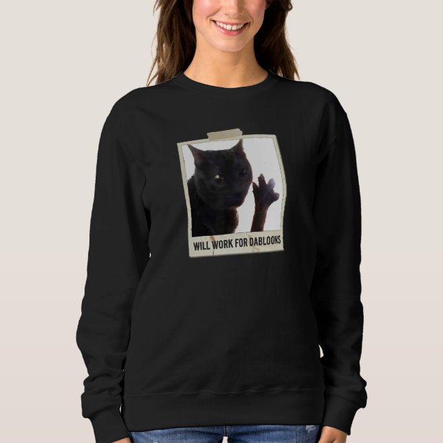 Kommer Att Arbeta För Dabloons, Rolig Katt Dabloon T Shirt (Framsida)