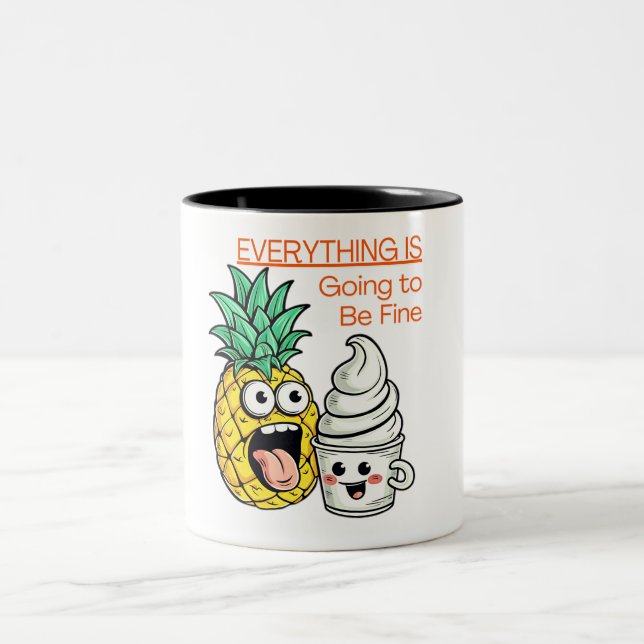 Kommer att bli Bra Whip Ice Cream Funny Pineapple  Två-Tonad Mugg (Center)