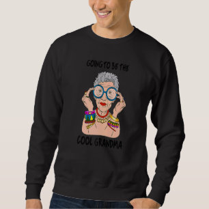 Kommer att bli Coola Grandma Granny Childborn Gra Lång Ärmad Tröja