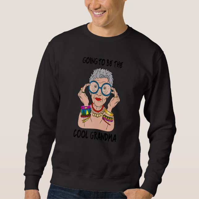 Kommer att bli Coola Grandma Granny Childborn Gra Lång Ärmad Tröja (Framsida)