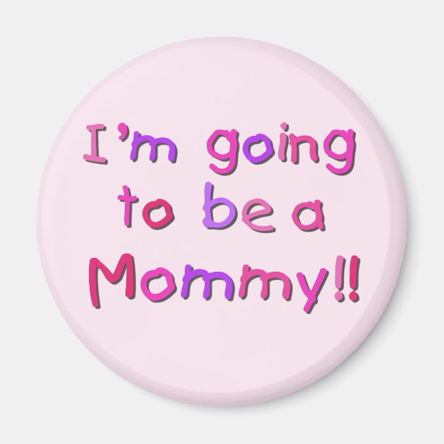 Kommer att bli en Mamma - Rosa och Lila Magnet (Framsidan)