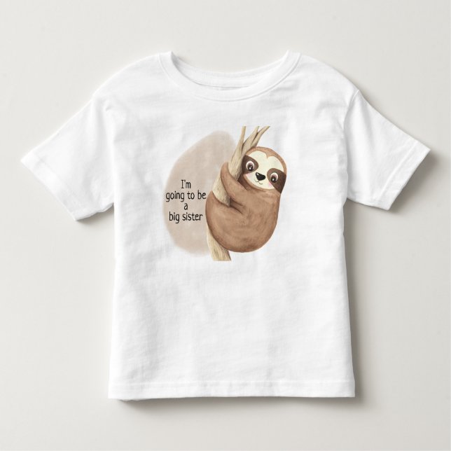 Kommer att bli en stor syster Cute Baby Sloth T Shirt (Framsida)