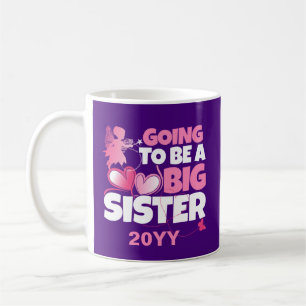 Kommer att bli en stor syster - Rosa Fairy Hearts Kaffemugg