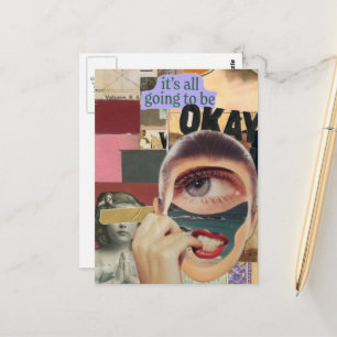 Kommer Att Bli Okej Surreal Blandad Media Collage Vykort