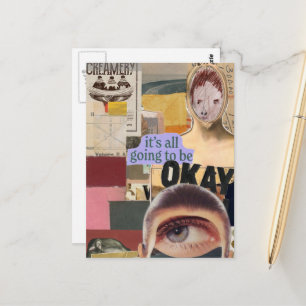 Kommer Att Bli Okej Surreal Blandad Media Collage Vykort