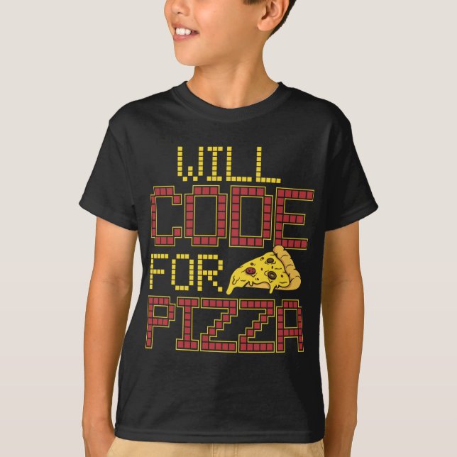 Kommer att koda Pizza Funny Computer Coding Pizza  T Shirt (Framsida)