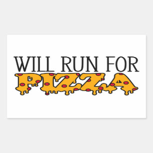 Kommer att springa efter pizza rektangulärt klistermärke