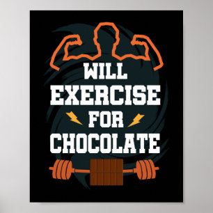 Kommer att träna efter Chocolate Funny Gym Workout Poster