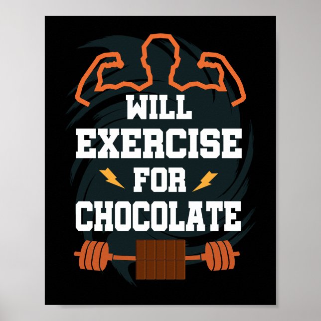 Kommer att träna efter Chocolate Funny Gym Workout Poster (Framsidan)