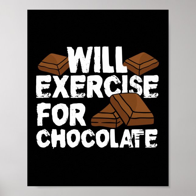 Kommer att träna efter Chocolate Funny Gym Workout Poster (Framsidan)