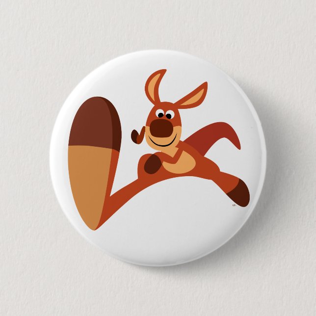 "Kommer!" Badge för Cute Tecknad Kangaroo Button Knapp (Framsida)