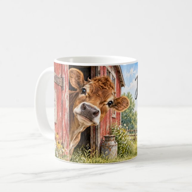 Kommer bara på besök Ko Kaffemugg (Framsida vänster)