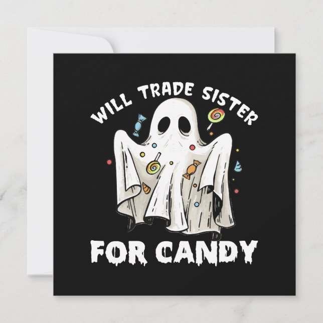 kommer byta syster mot godis söt halloween-ghost (Framsida)