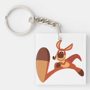 "Kommer!" Cute Tecknad Kangaroo Acrylic Keychain