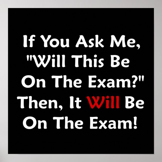 Kommer det att finnas på provet? poster (Framsidan)