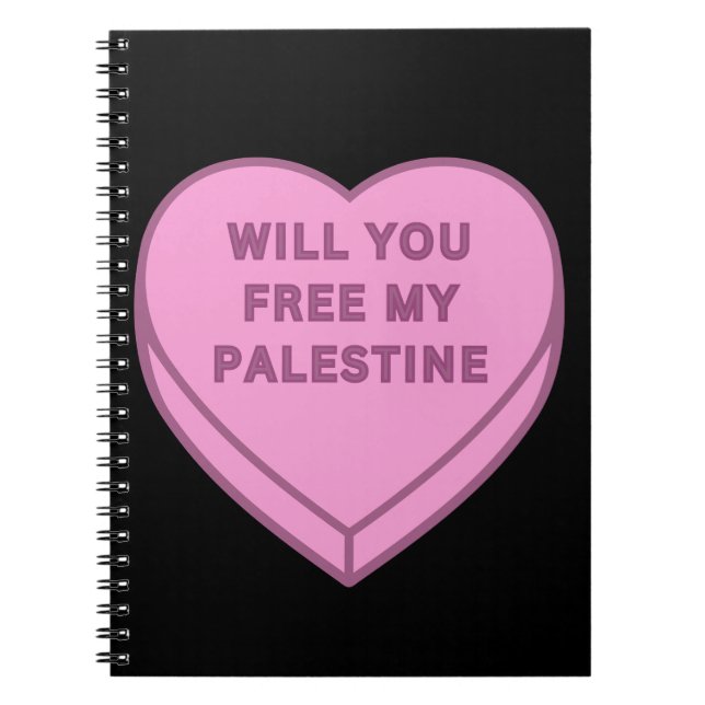 Kommer du att befria mitt Palestina? Cute Candy He Anteckningsbok (Framsidan)