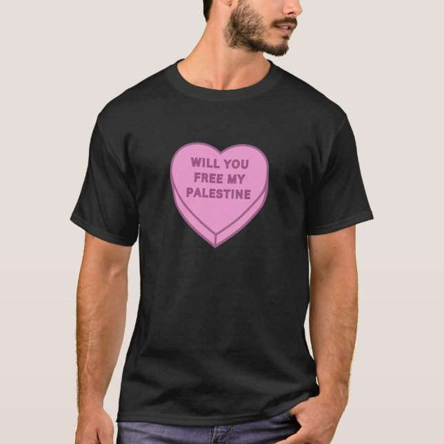 Kommer du att befria mitt Palestina? Cute Candy He T Shirt (Framsida)