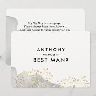 Kommer du att bli min bästa man? Grått Watercolor Inbjudningar