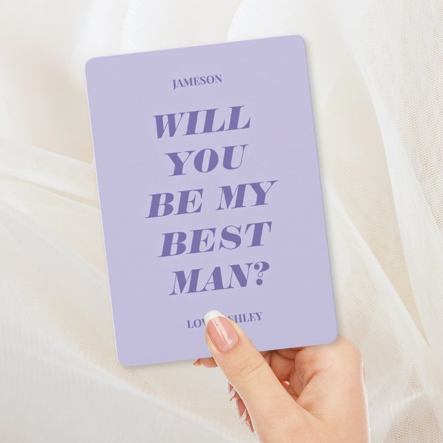Kommer du att bli min best man? Modern text lavend Inbjudningar (Skapare uppladdad)