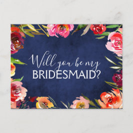 Kommer du att bli min blå Blommigt? Meddelande Vykort