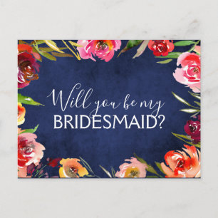 Kommer du att bli min blå Blommigt? Meddelande Vykort