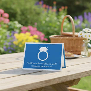 Kommer du att bli min blomma flicka? Blått Ring-ko Inbjudan